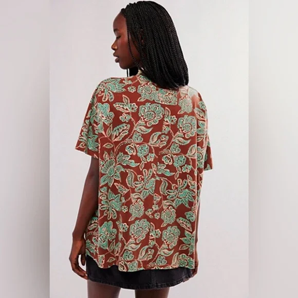 Free People NWOT We The Free Nina Printed Tee - Picture 3 of 4